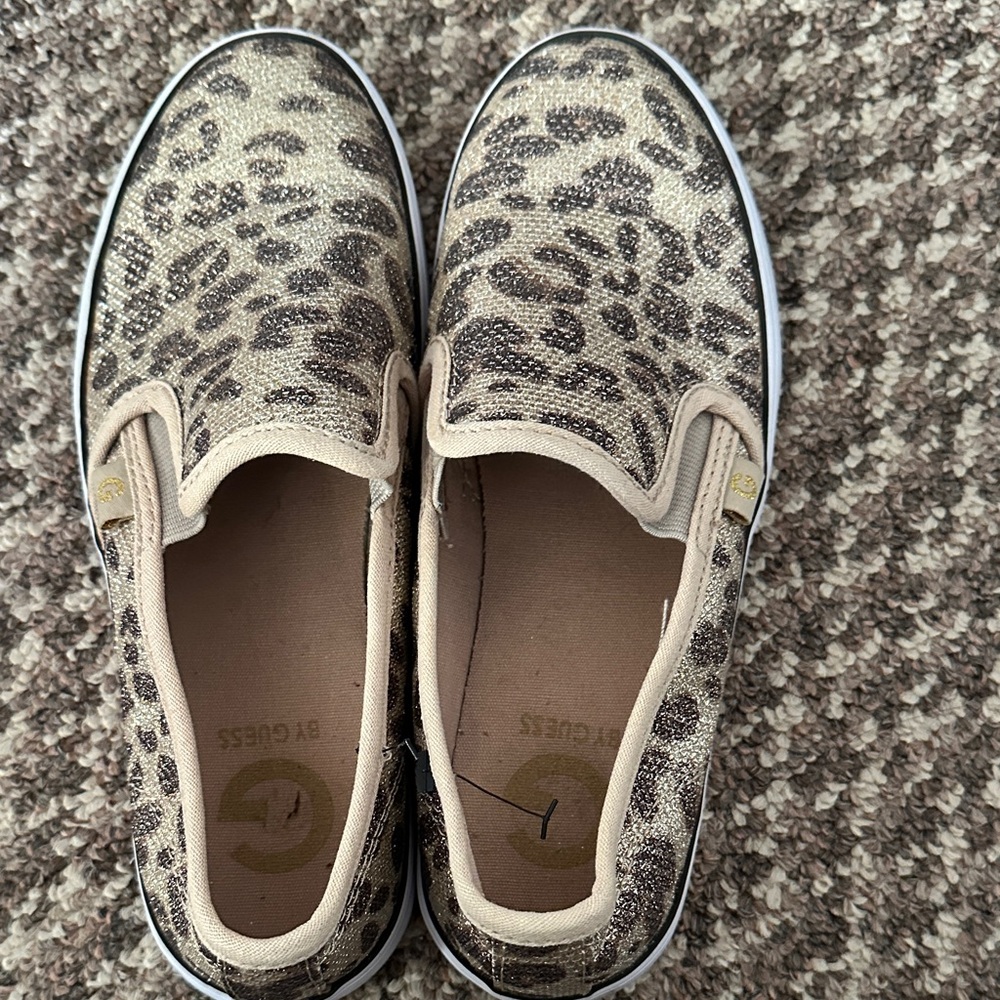 G by Guess Tan and Black Leopard Kids Sneakers